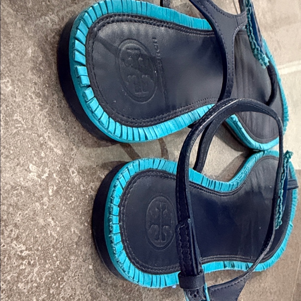 Tory Burch Dark Blue and Teal Sandals - Picture 3 of 5